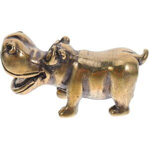 Brass Hippo Figurine Vintage Hippo Statue Chinese Feng Shui Animal Sculpture